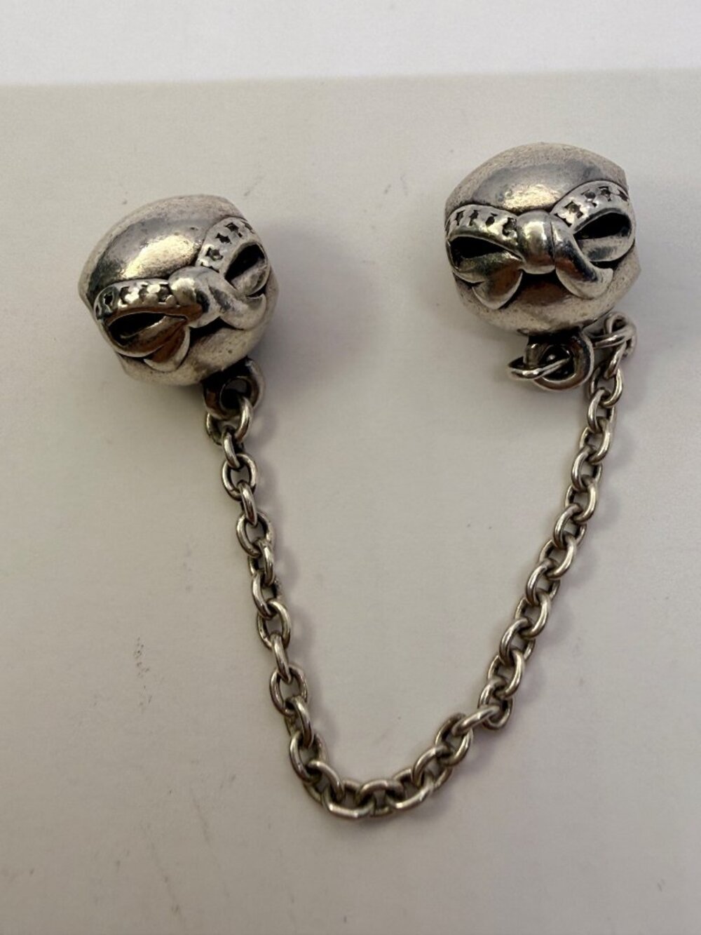 Pandora Retired Dainty Bow CZ Safety Chain 791780CZ Sterling Silver